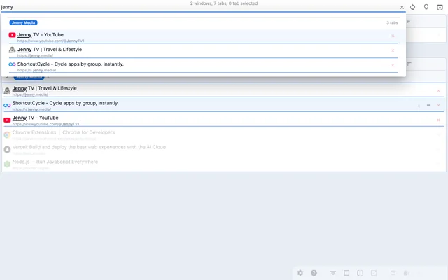 Search across grouped tabs in light theme