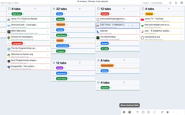 Grouped tabs support screenshot in light theme