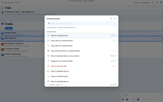 Command palette screenshot in light theme